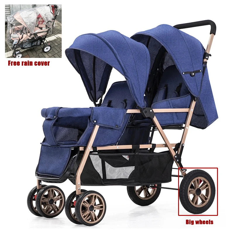Poussette Double Jumeaux 2-en-1 Pliable