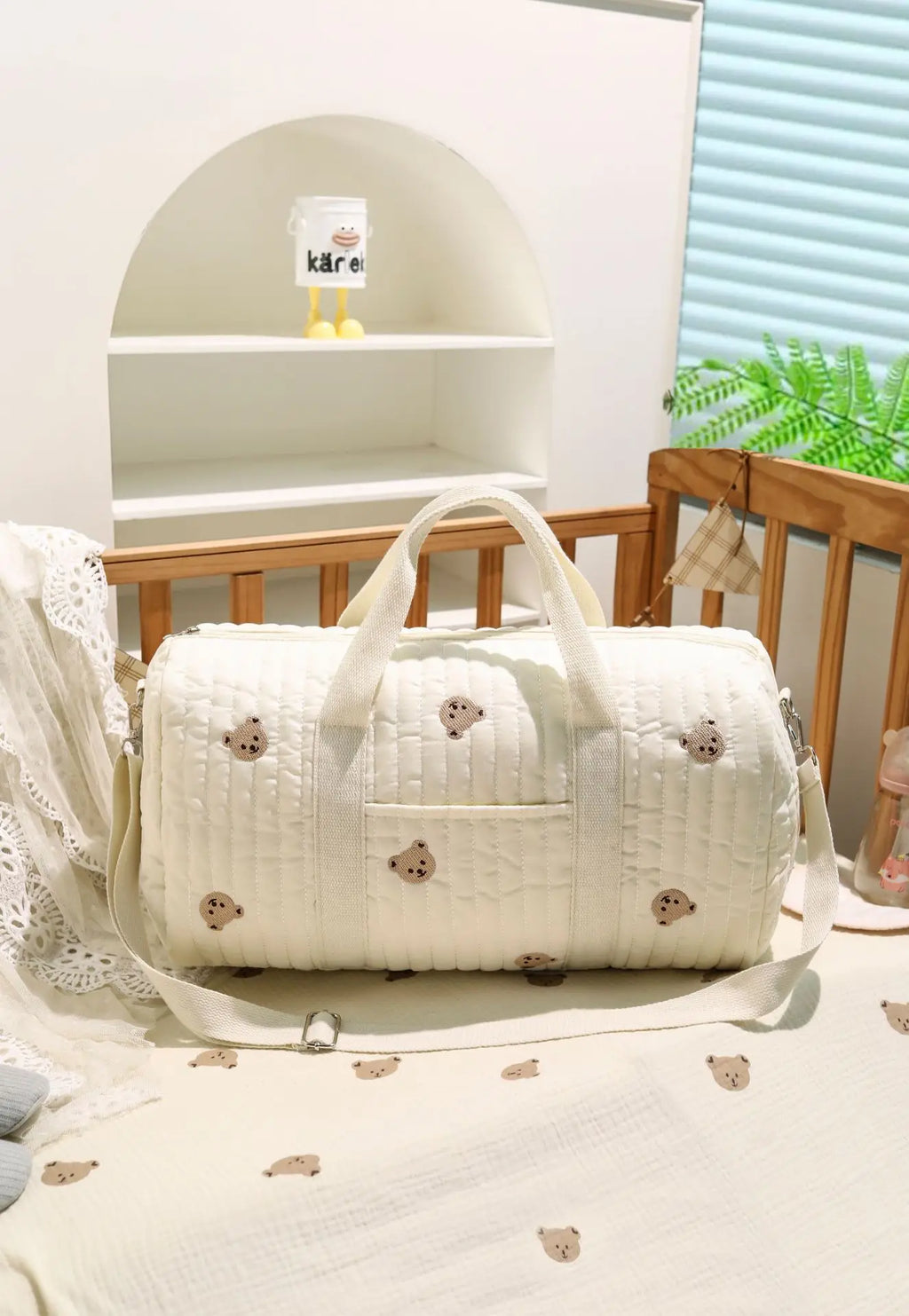 Mommy Bag Storage Bag Multi-functional Shoulder Bag Fashion Cotton Quilted Floral Portable Handbag Lightweight Crossbody Bag