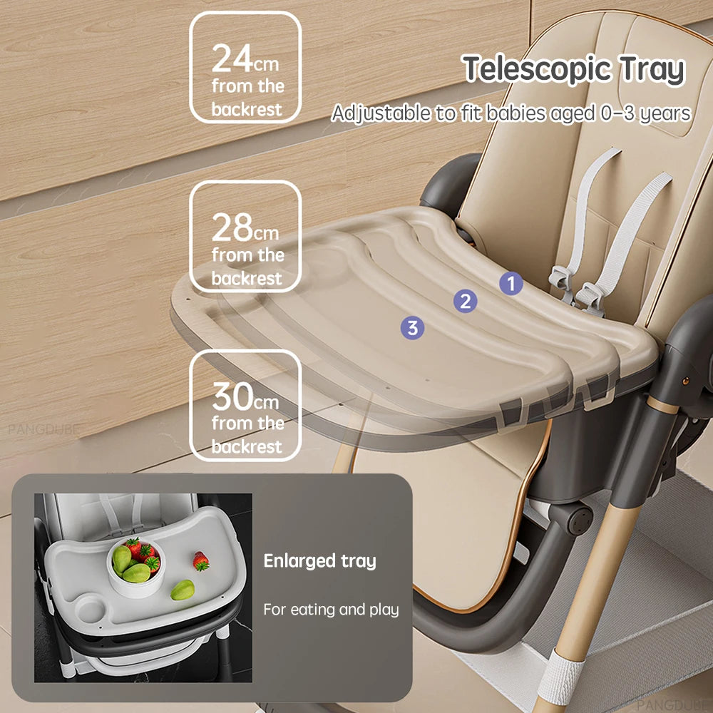 PANGDUBE Baby High Chair for Feeding Reclining, Folding and Lifting Baby Eating Chair with Wheels High Chair for Babies Seats