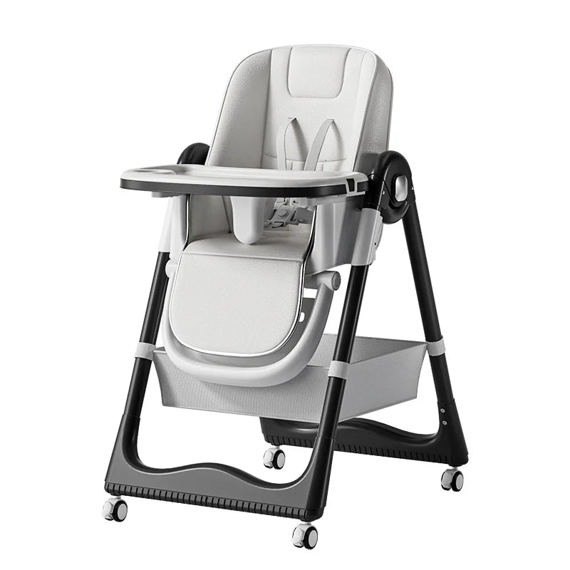 PANGDUBE Baby High Chair Adjustable Height Foldable Dining Chair W/Wheels & Tray Foldable Reclining Kid Feeding Seat For Dinner