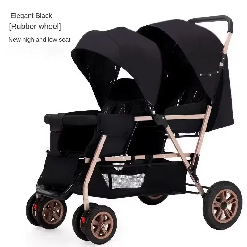 Poussette Double Jumeaux 2-en-1 Pliable
