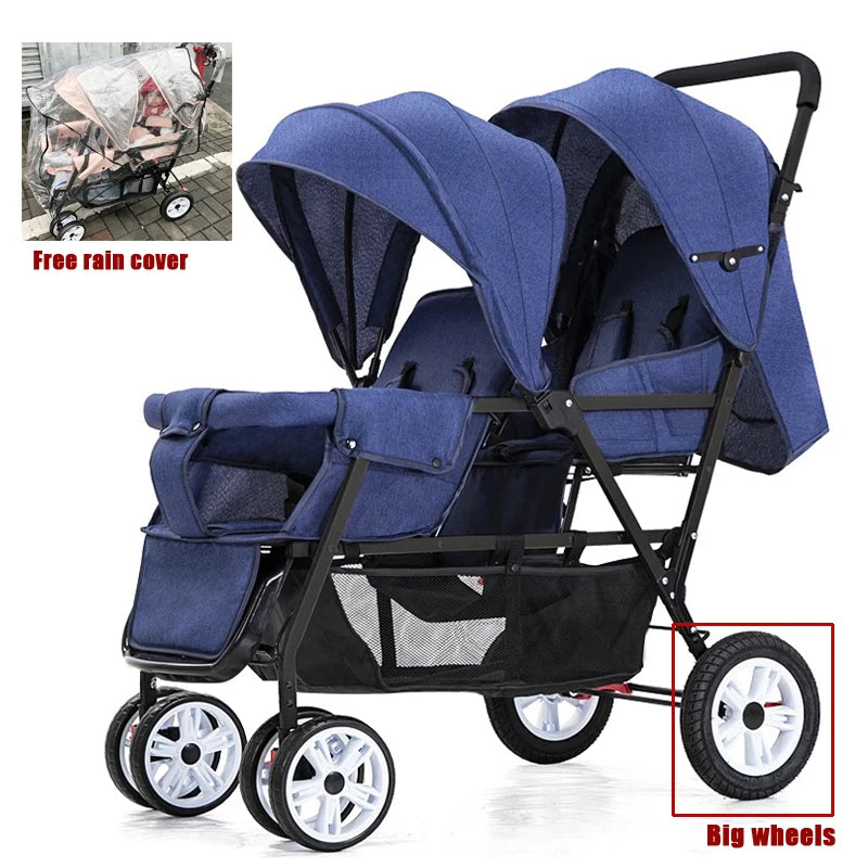 Poussette Double Jumeaux 2-en-1 Pliable