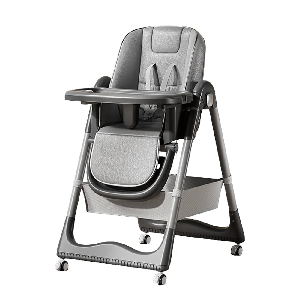PANGDUBE Baby High Chair Adjustable Height Foldable Dining Chair W/Wheels & Tray Foldable Reclining Kid Feeding Seat For Dinner