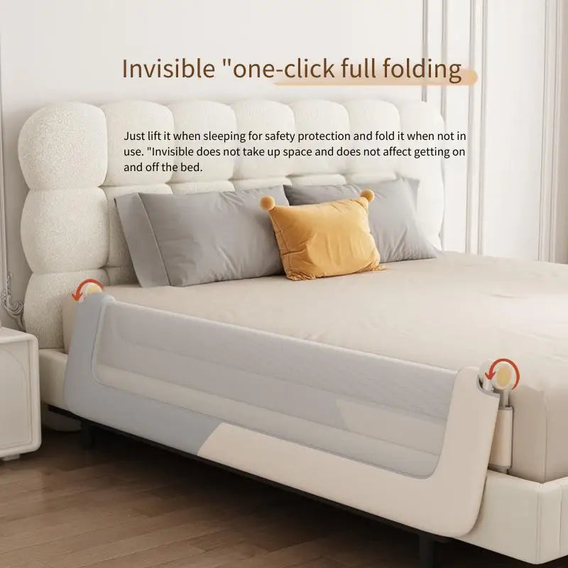 Baby Bed Rail Guard Single Side Crib Bumper Fence Anti Fall Safety Barrier for Toddler Kids Portable Foldable Travel Bedside
