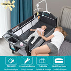 PANGDUBE 4-in-1 Baby Crib Multifunctional Convertible Bed with Rocker & Baby Playpen Newborn Changing Table Foldable Travel Cot