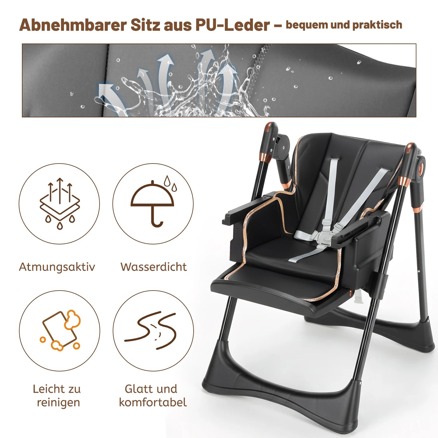 Baby High Chair 2-in-1 Combo High Chair with Swing Function Height Adjusttion Children High Chair Dining Chair Baby Chair Black