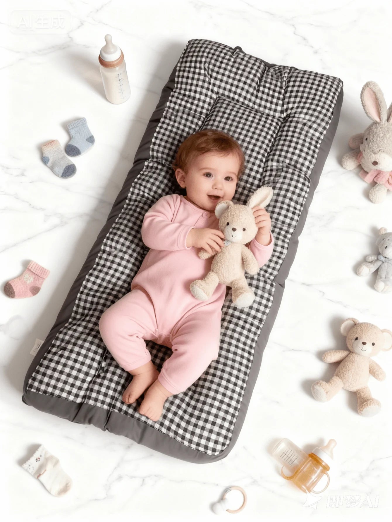 Children's Lace Cushion Gauze Beanie Velvet Mattress Warm Newborn Mattress Autumn and Winter Cotton Washable Baby Mattress