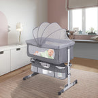 Lit bébé 3-en-1, berceau bébé avec moustiquaire, lit de voyage avec matelas, réglable, avec panier de rangement, nid mobile bébé