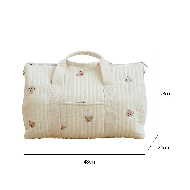 Mommy Bag Storage Bag Multi-functional Shoulder Bag Fashion Cotton Quilted Floral Portable Handbag Lightweight Crossbody Bag