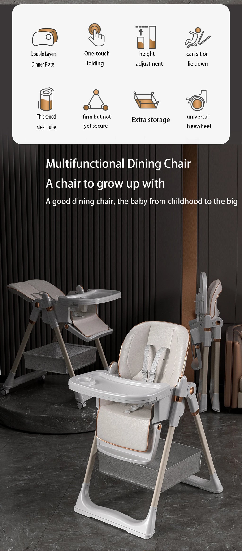 Baby High Chair Baby Seat Baby Food Chair Dining Chair Baby Feeding Chair High Chair for Baby bebe Chair Mother Kids Baby Items