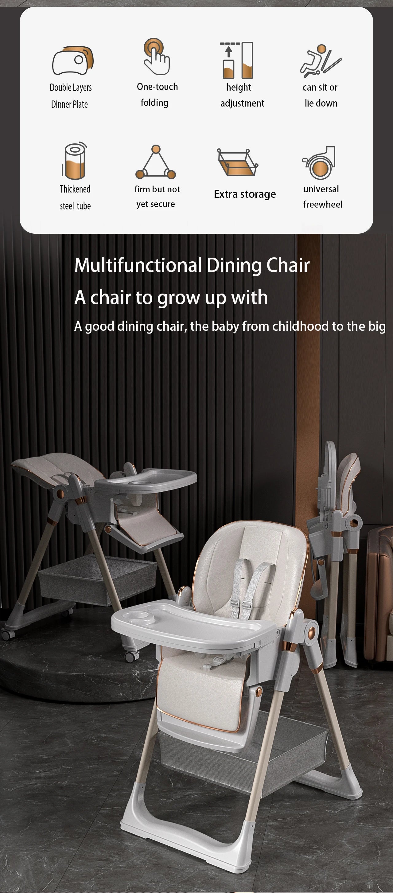 Baby High Chair Baby Seat Baby Food Chair Dining Chair Baby Feeding Chair High Chair for Baby bebe Chair Mother Kids Baby Items