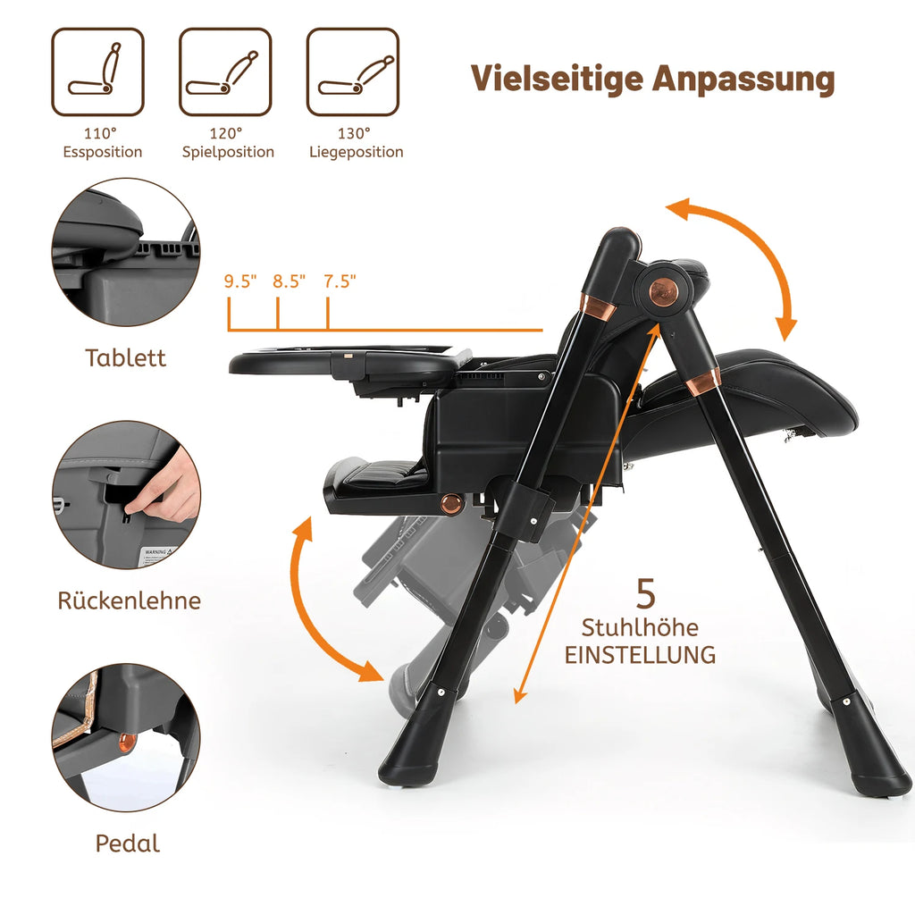 Baby High Chair 2-in-1 Combo High Chair with Swing Function Height Adjusttion Children High Chair Dining Chair Baby Chair Black