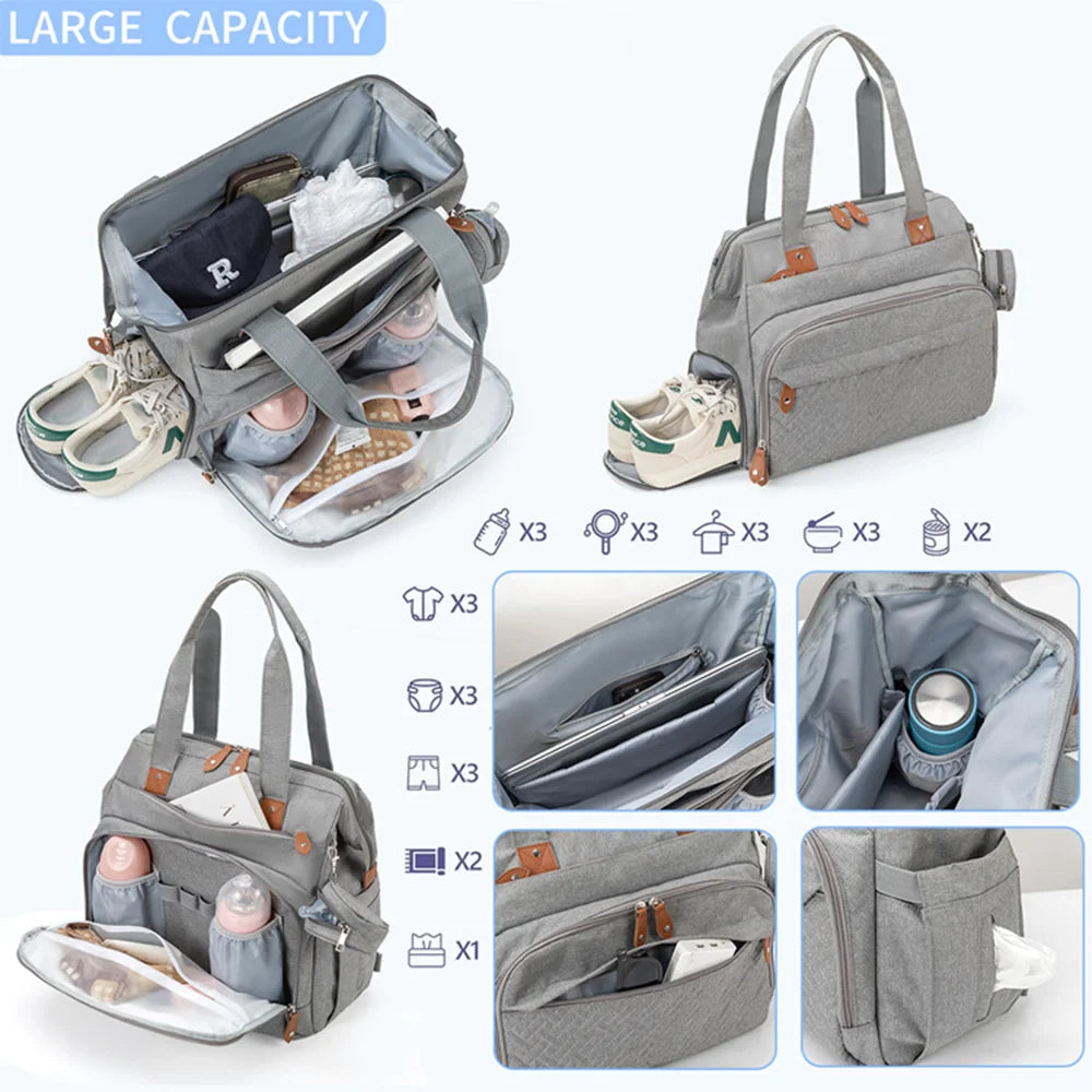 PANGDUBE Large Size Mom Dad Backpack Baby Diaper Bags with Pacifier Bag Nappy Bag for Baby Things Maternity Backpack for Mommy