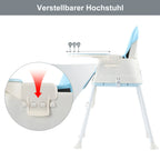 Baby chair high chair 4-in-1, height adjustable children high chair station wagon high chair with removable tray, non-slip chair leg caps