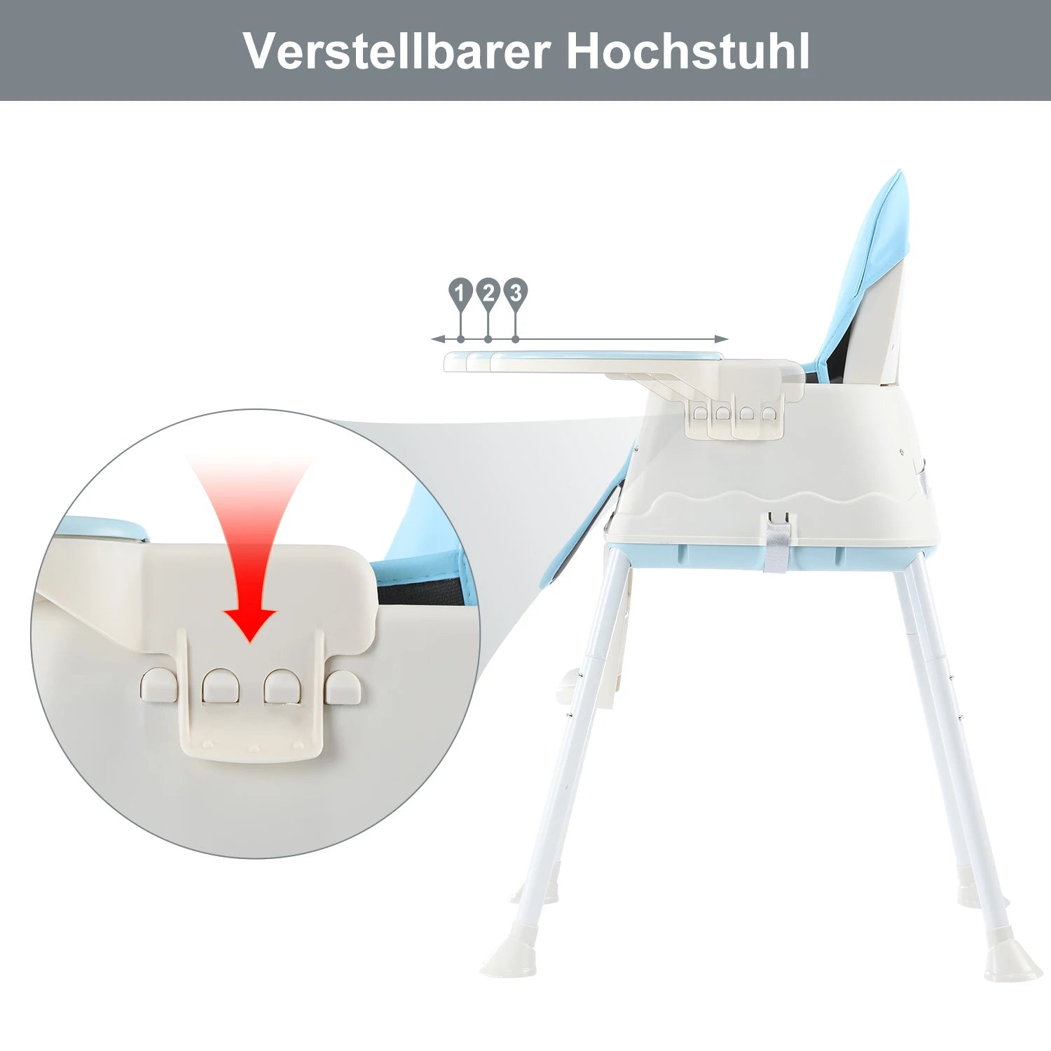Baby chair high chair 4-in-1, height adjustable children high chair station wagon high chair with removable tray, non-slip chair leg caps