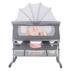 Lit bébé 3-en-1, berceau bébé avec moustiquaire, lit de voyage avec matelas, réglable, avec panier de rangement, nid mobile bébé