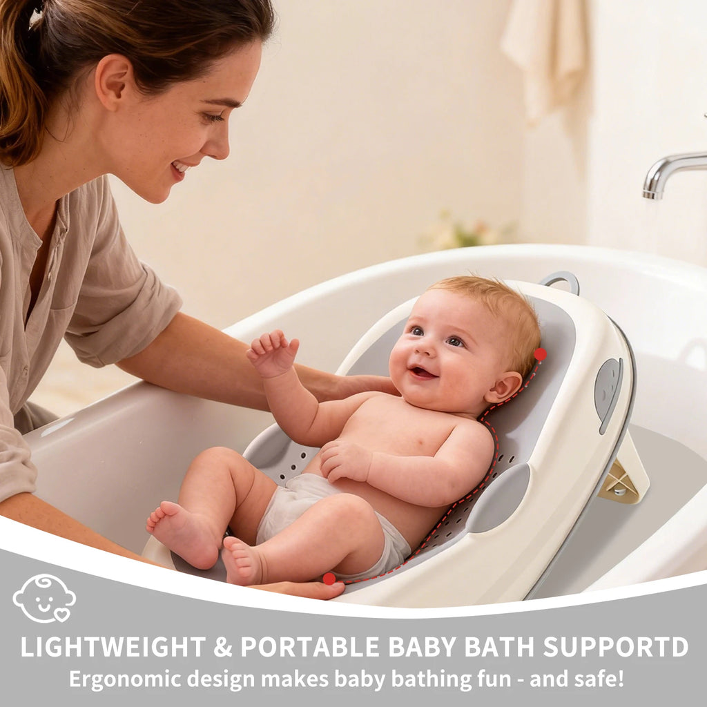 Ergonomic Baby Bath Support Seat Infant Bath Lounger Non-Slip Bath Mat for Infants Baby Bathing Support Bath Frame