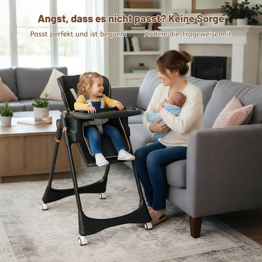 Baby High Chair 2-in-1 Combo High Chair with Swing Function Height Adjusttion Children High Chair Dining Chair Baby Chair Black