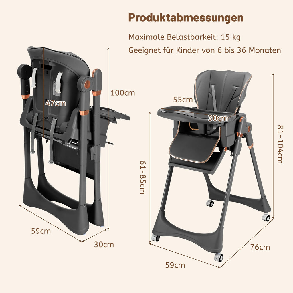 Baby High Chair 2-in-1 Combo High Chair with Swing Function Height Adjusttion Children High Chair Dining Chair Baby Chair Black