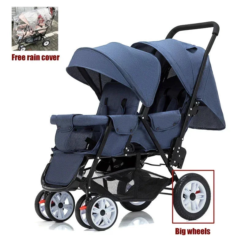 Poussette Double Jumeaux 2-en-1 Pliable
