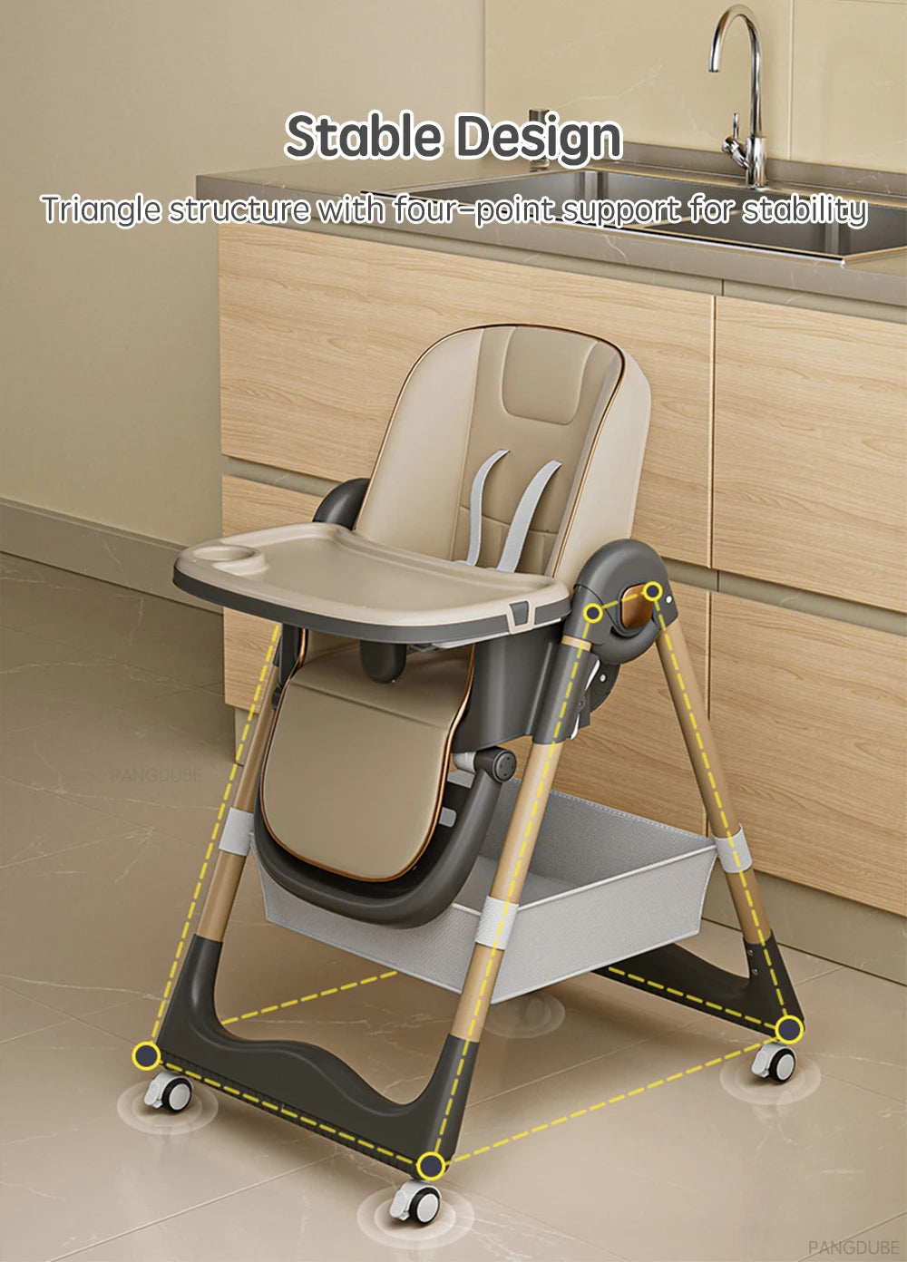 PANGDUBE Baby High Chair for Feeding Reclining, Folding and Lifting Baby Eating Chair with Wheels High Chair for Babies Seats