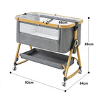 Baby Crib 3 in 1 Bedside Crib Baby Playpen Adjustable Height Rotatable Wheels Cozy Mattress Mosquito for Newborn Baby Infants