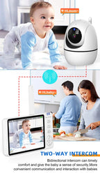 Moniteur vidéo bébé de 5,0 pouces avec caméra panoramique et inclinable, audio bidirectionnel sans fil, vision nocturne, sécurité, baby-sitter, VOX, réveil, charge USB.