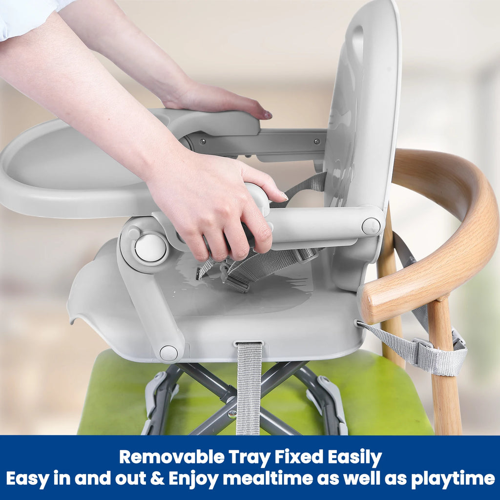 Portable High Chair for Babies & Toddlers, Foldable Booster Seat for Dining Chair, 6 Months to 3 Years, with Removable Tray