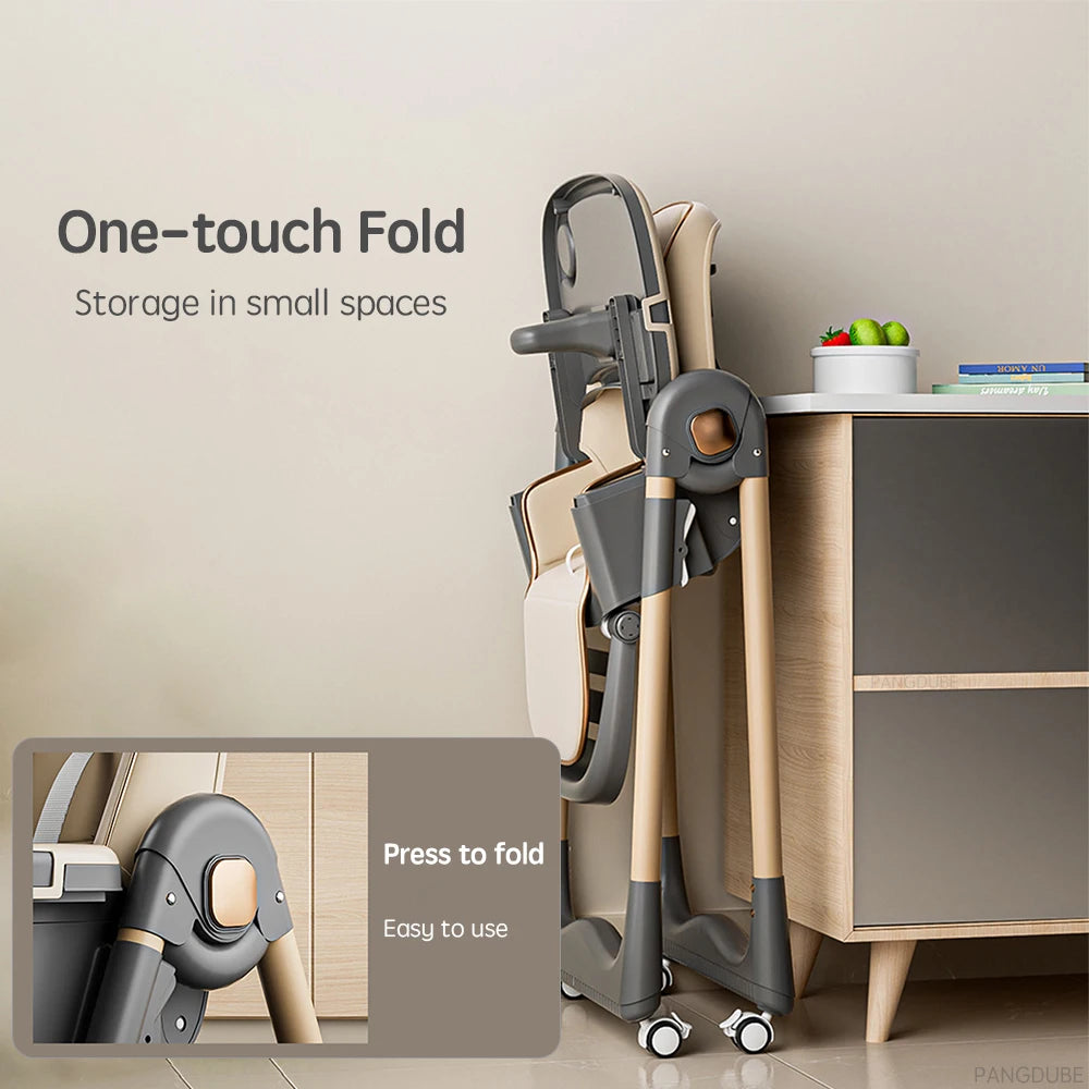 PANGDUBE Baby High Chair for Feeding Reclining, Folding and Lifting Baby Eating Chair with Wheels High Chair for Babies Seats