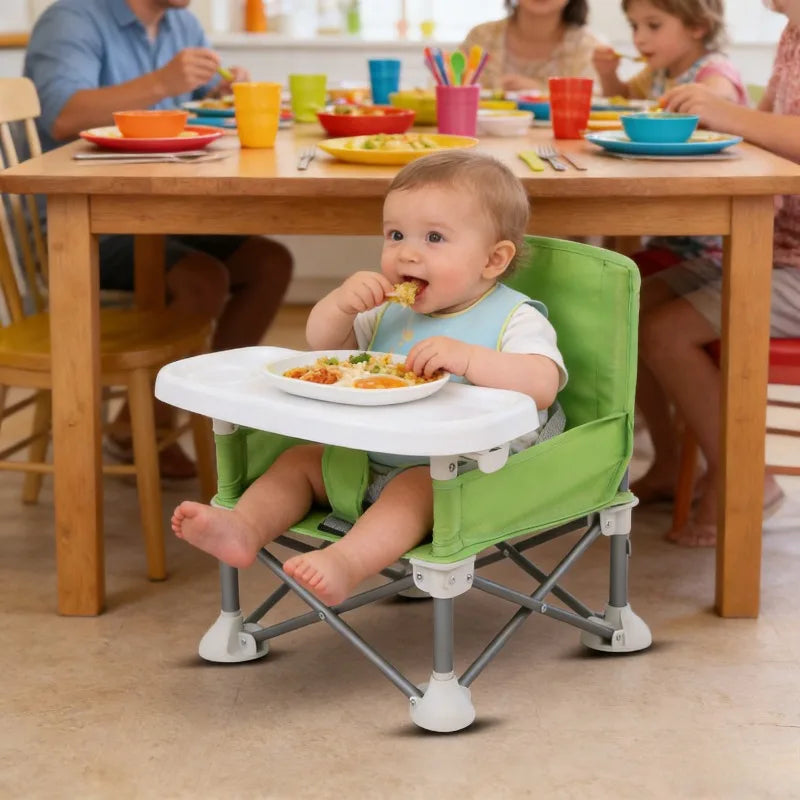 Portable Foldable High Chair for Babies Lightweight Travel Feeding Chair with Tray for Toddlers Kids Mealtime