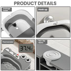 Foldable Baby Bath with Baby Bath Cushion and Built-In Thermometer – Children's Bath with Baby bath mat