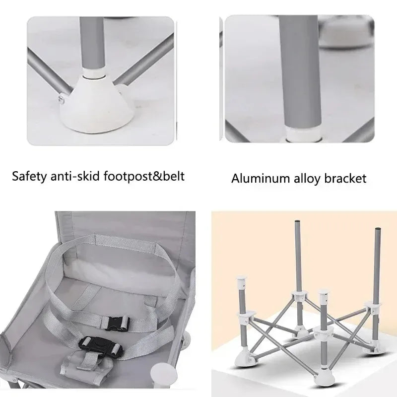 Outdoor Foldable Portable Compact Baby Chair With Safe Belt Good Aluminium Alloy Chair For Travel Camping Picnics High Quality