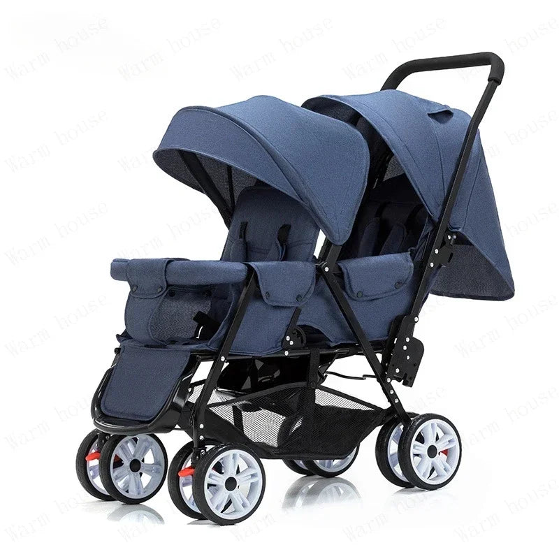 Poussette Double Jumeaux 2-en-1 Pliable