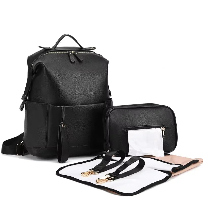 Multifunction Leather Diaper Bags Large Capacity Baby Bags for Baby Care Changing Bags for Mom Outdoor Travel Maternity Backpack
