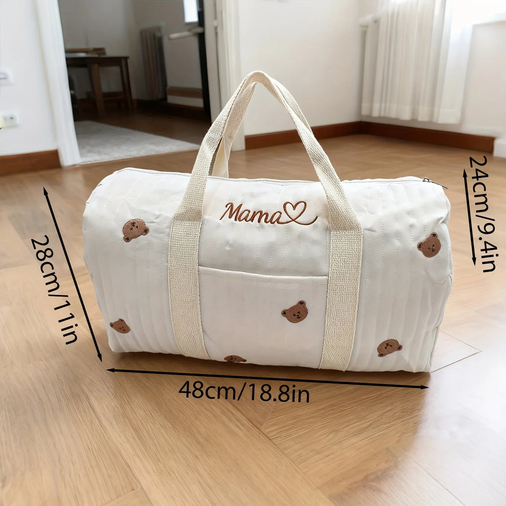 Personalized Name Embroidered Maternity Bag | Autumn-Winter Large-Cap 2-Way: Handheld/Crossbody | Mom & Baby Trips