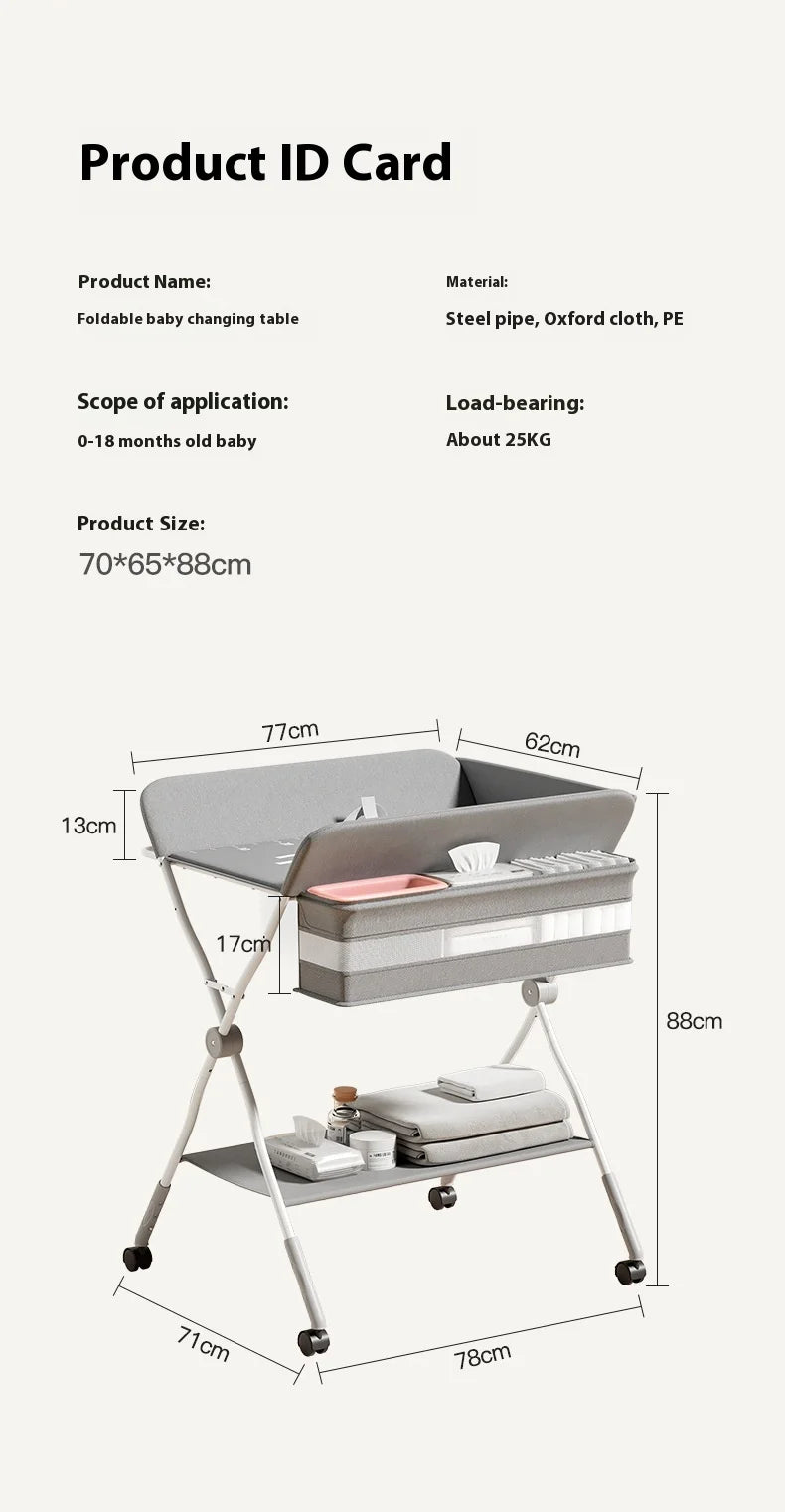 Multifunctional Baby Diaper-Changing Table Adjustable Baby Baby Caring Table Newborn Removable Folding Diaper Changing Table