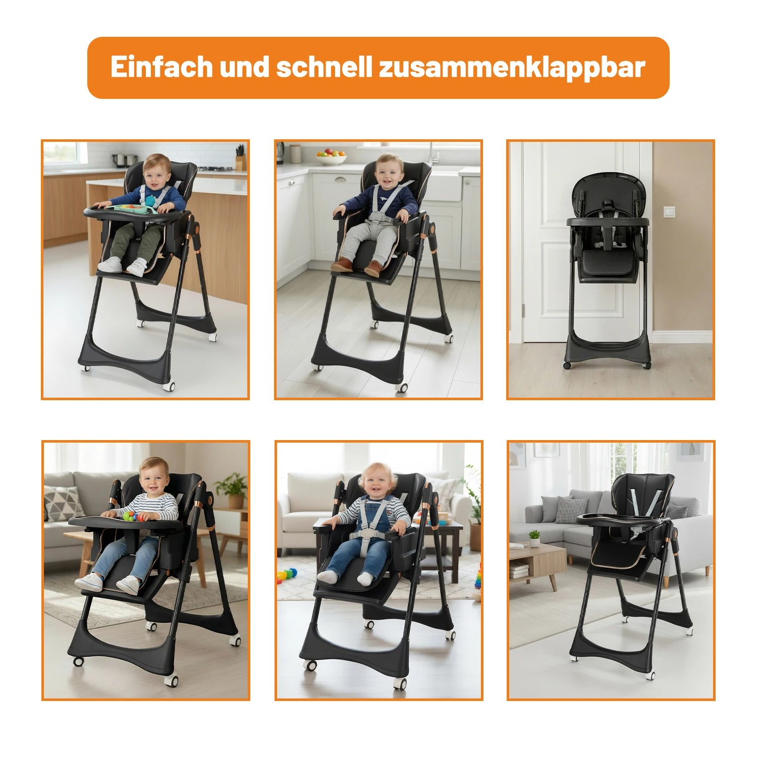 Baby High Chair 2-in-1 Combo High Chair with Swing Function Height Adjusttion Children High Chair Dining Chair Baby Chair Black